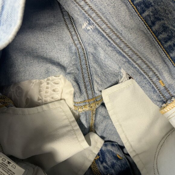 Agolde Parker Butterfly Medium Wash Denim Distress Cut off Jean Short Size 27 - Picture 6 of 7